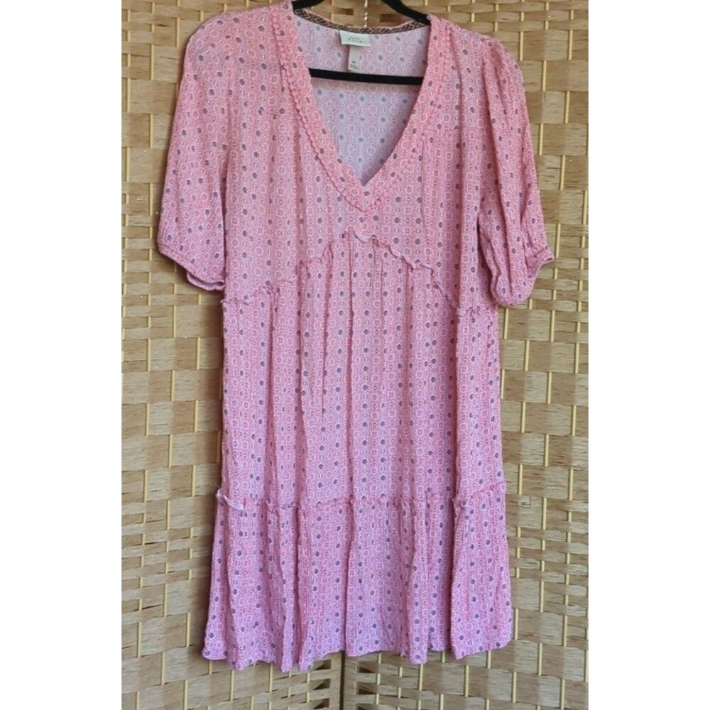 Knox Rose Pink Tiered Dress Women's Medium Cottagecore Festival Cowgirl